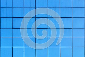 Pattern of blue square windows.