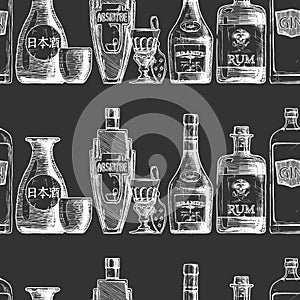Pattern with bottles of alcohol