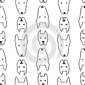 Pattern with boxing dog breed. Hand drawn illustration.