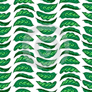 Pattern with bright green husta leaves