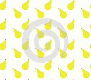 Pattern with bright yellow pears on a light background.