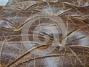 Pattern of brown leather upholstery texture