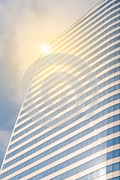 Pattern in building with sunlight reflection