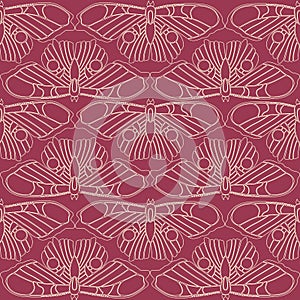 Seamless vector pattern with linear butterflies