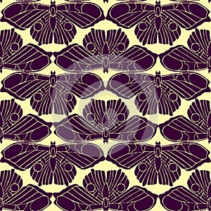 Seamless vector pattern with linear butterflies