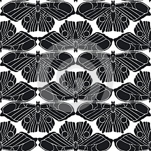 Seamless vector pattern with linear butterflies