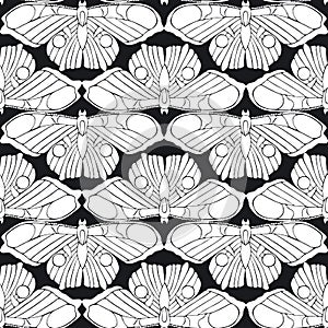 Seamless vector pattern with linear butterflies