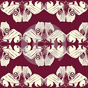 Seamless vector pattern with linear butterflies