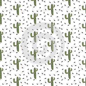 Pattern with cactus. Vector Doodle Ornament. EPS 10