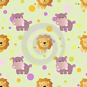 Pattern with cartoon cute toy baby behemoth