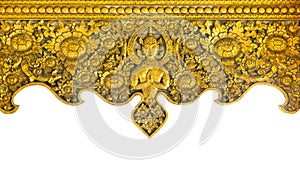 Pattern of carved on golden metal plate design of native wall, Thai style in the temple