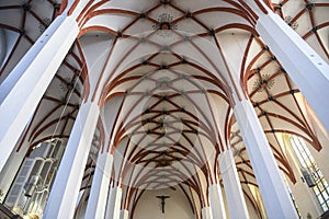 Pattern on the ceiling of Lutheran St. Thomas Church Thomaskirche Interior in Leipzig, Germany. November 2019