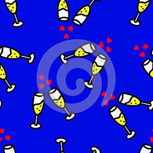 pattern with champagne glasses.Vector illustration