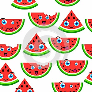 Pattern cheerful character watermelon in a cut