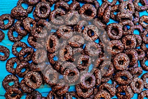 Pattern of chocolate cereal rings for breakfast