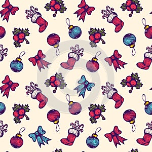 Pattern with Christmas symbols.