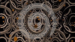 pattern with circles. Brass cog wheels