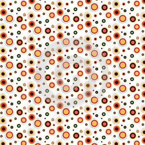 Pattern Circles colored on a white background . Paint . Pattern bright 70 x , 80x , 90 x Old.