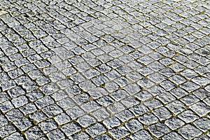 Pattern of cobble stones at the paveway