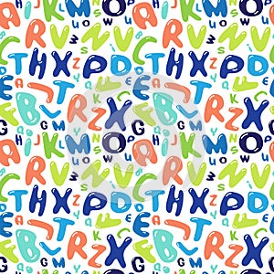 Pattern of color letters on white background - sea