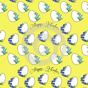 Pattern on a colored background decorative Easter eggs