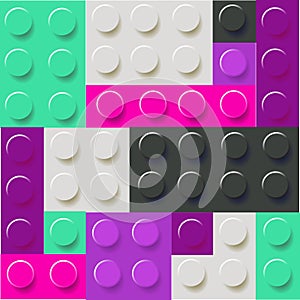 Pattern of colorful childish lego blocks vector