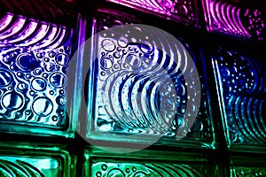 Pattern of colorful glass block wall