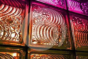 Pattern of colorful glass block wall
