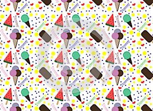 pattern with colorful ice cream and circles