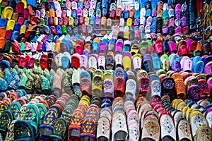 Colorful moroccan slippers - traditional leather babouches