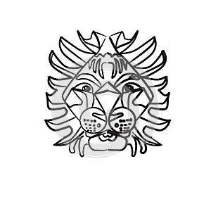 Pattern for coloring book. Hand drawn line flowers art of zodiac Leo. Horoscope symbol for your use. For tattoo art