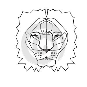 Pattern for coloring book. Hand drawn line flowers art of zodiac Leo. Horoscope symbol for your use. For tattoo art