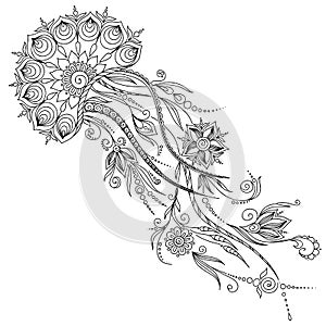Vzor sfarbenie kniha. ilustrácie z medúza v vektor  