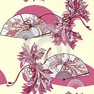 A pattern combining Japanese folding fan and noshi, photo