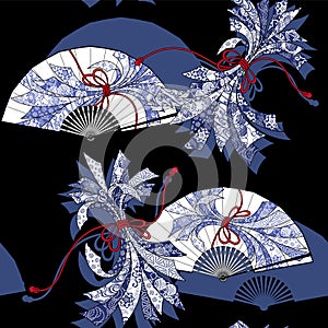 A pattern combining Japanese folding fan and noshi, photo