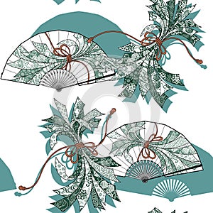 A pattern combining Japanese folding fan and noshi, photo