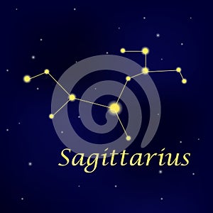 Pattern with constellation Saggitarius. Abstract print with The Archer