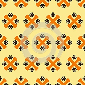 Pattern with crossed bones and paw prints