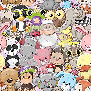 Pattern with Cute Cartoon Animals