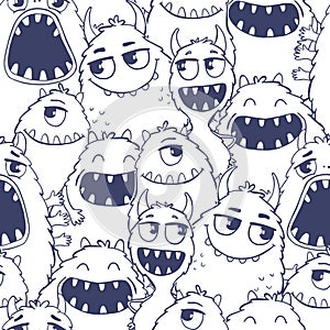 Pattern with cute cartoon monsters.