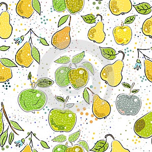 Pattern with Cute Pears. Scandinavian Style