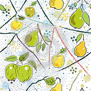 Pattern with Cute Pears. Scandinavian Style