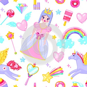 Pattern with cute princess
