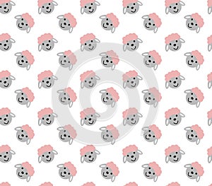 Pattern with cute sheep on a light background.