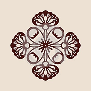 Pattern for decorative panel with floral ornament