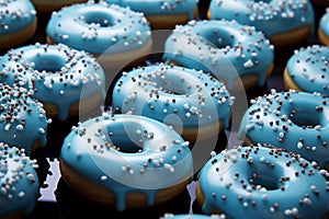 Pattern of delight a blue donuts background combines whimsy with sweet indulgence