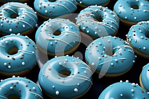 Pattern of delight a blue donuts background combines whimsy with sweet indulgence