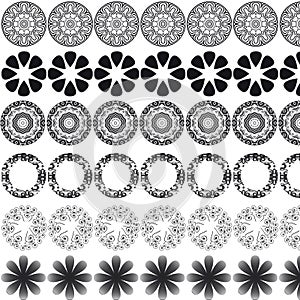 Pattern design abstract repeat pattern black and white circular pattern flora design print
