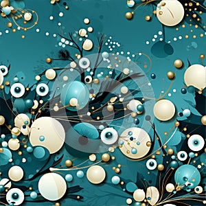 pattern design with drawing bubble elements in blue seamless