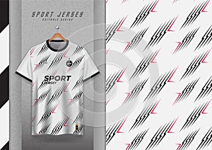 pattern design for sports t-shirts, soccer jerseys, running jerseys, jerseys, gym jerseys, white with black stripes.